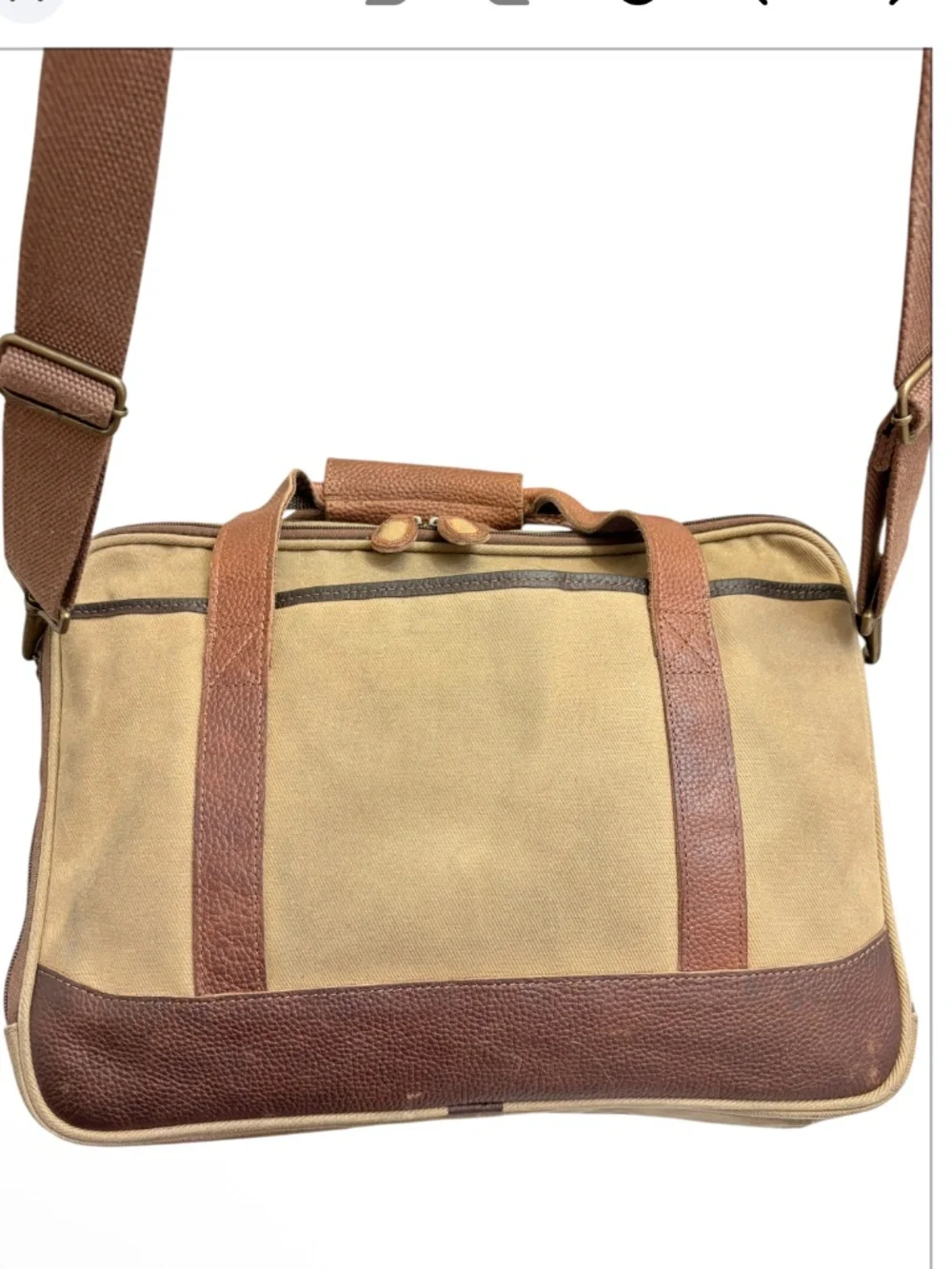 L.L. Bean vintage waxed canvas and leather briefcase laptop bag